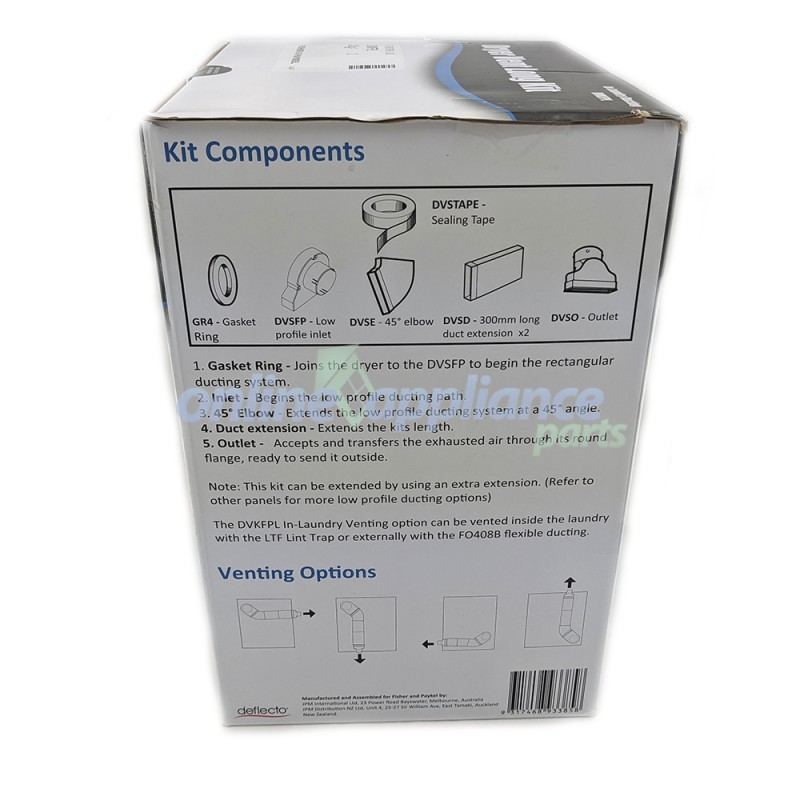 DVKFPL Vent Kit, Long, Fisher & Paykel GENUINE part DVKFPL Vent Kit, Long, Fisher & Paykel GENUINE part