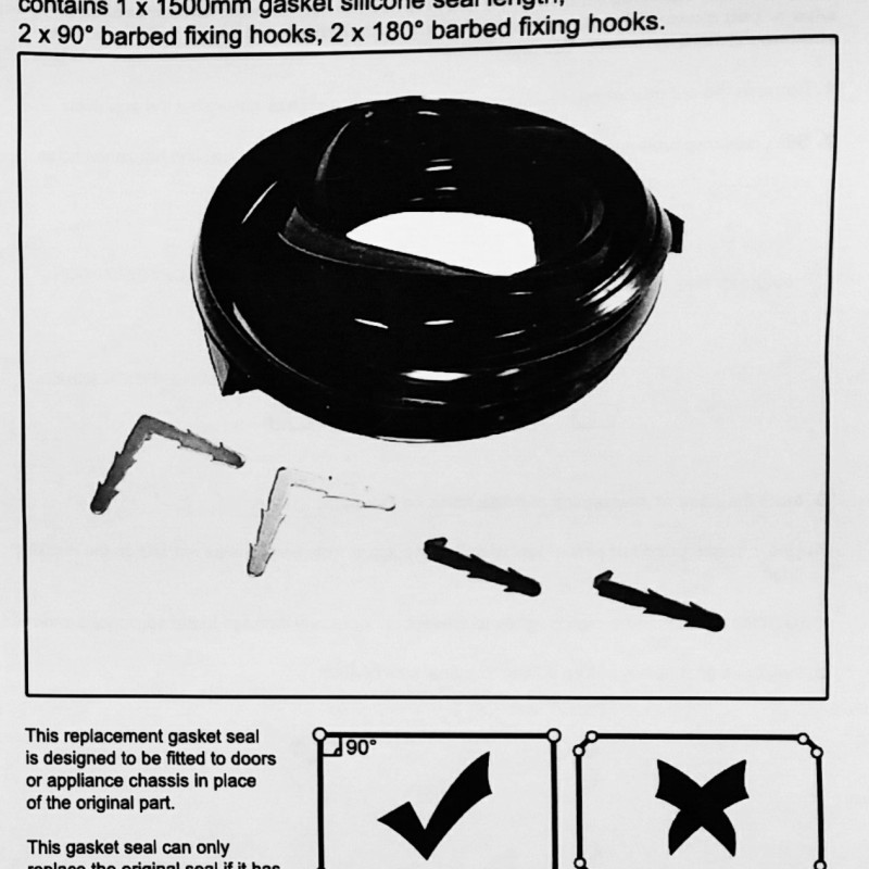 Showing image for Universal oven door seal - 3 sided with clips Universal oven door seal - 3 sided with clips image